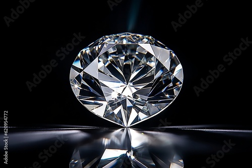 Radiant Display Diamond Gleaming on a White Surface. Generative AI