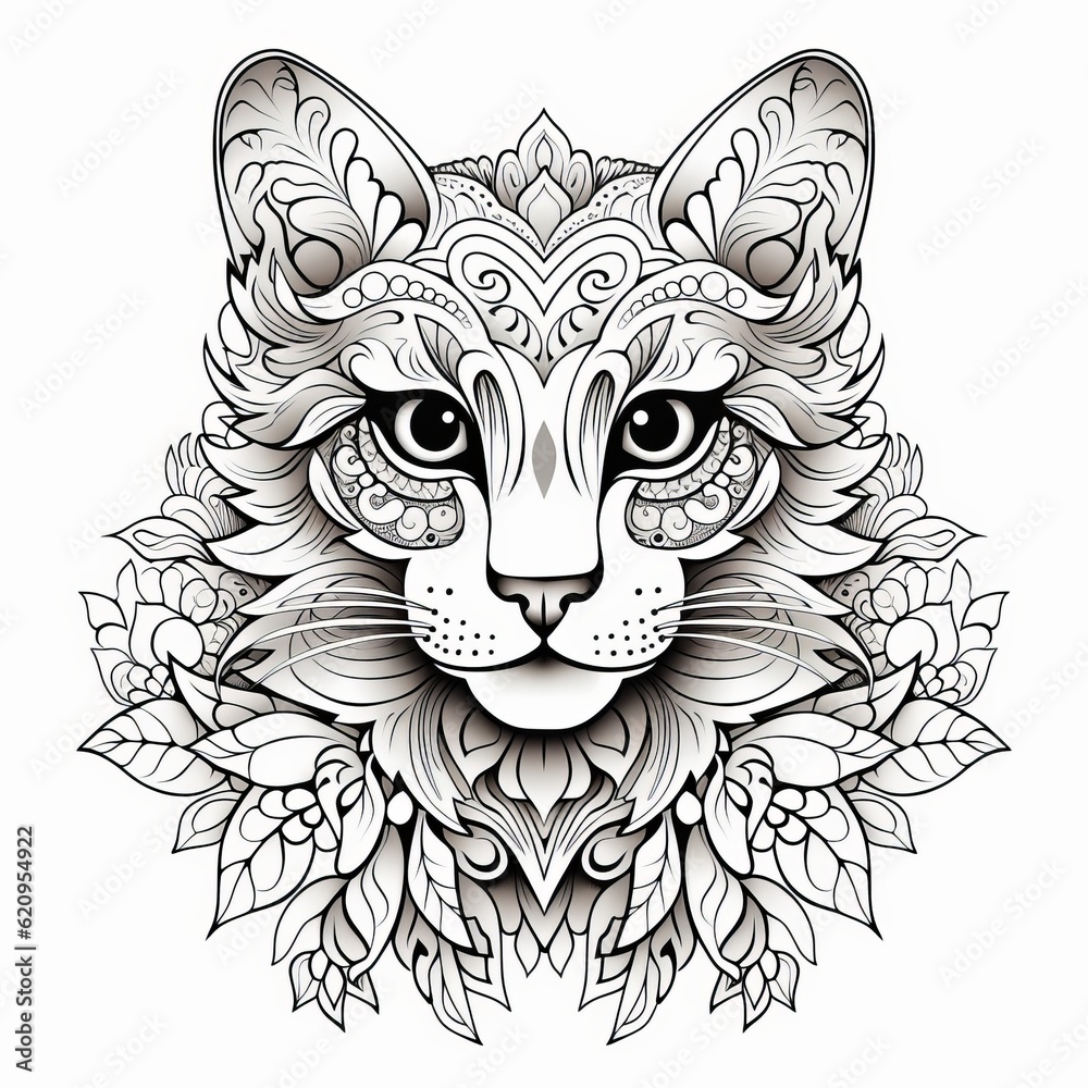 Wild Cat Mandala, Generative AI Wild Cat Mandala, Generative AI