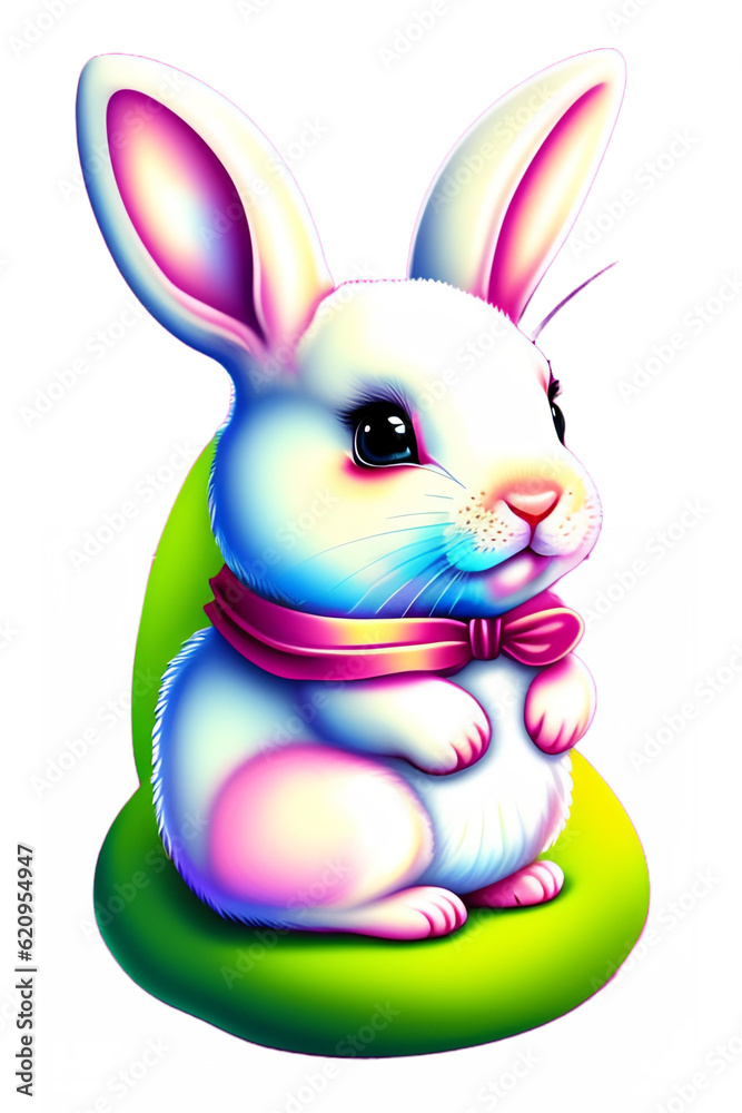 Fototapeta premium Cute Bunny Rabbit Clipart Illustration Happy Easter Easter egg👉 What will you receive – 4 PNG HIGH QUALITY File resolution 2048 x 3072 – 300 DPI with 