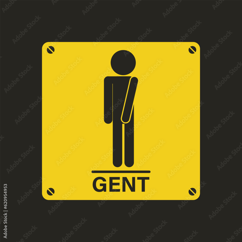 Printable set of yellow black square rectangle sign for men and women or ladies and gent for template restroom, WC, toilet or sexual icon with illustration gestures hand hold pee Printable set of yellow black square rectangle sign for men and women or ladies and gent for template restroom, WC, toilet or sexual icon with illustration gestures hand hold pee