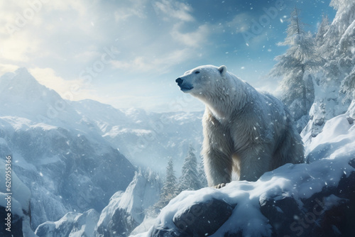 polar bear in the snow. Generative AI