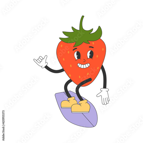 Photography Cute strawberry character in y2k groovy style