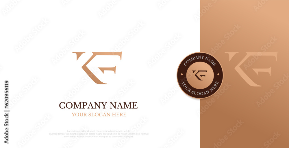 Initial KF Logo Design Vector 