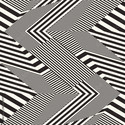 Monochrome Moiré Effect Textured Zigzag Pattern