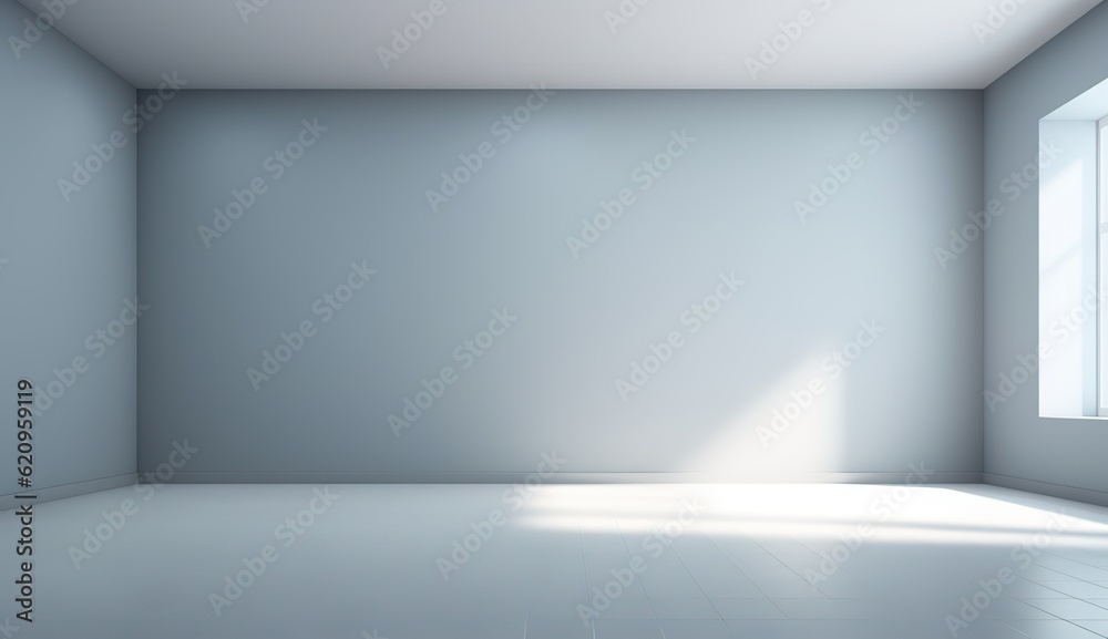Obraz premium Gray room with sunlight through window minimalist abstract light background for product presentation interior design Generative AI