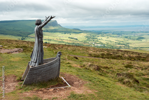 Gortmore, Northern Ireland, UK - Manannan Mac Lir Statue - a warrior and king of the Otherworld in Irish mythology who is associated with the sea and often interpreted as a sea god photo