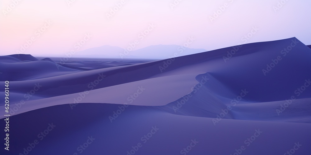 AI Generated. AI Generative. Blue dark evening sand dunes desert outdoor nature landscape. Adventure travel explore arabian dubai egypt trip vibe. Graphic Art