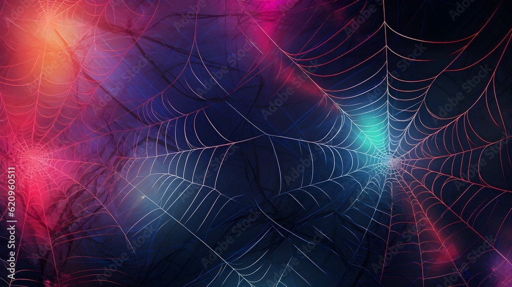 Naklejka premium Spider web purple and blue background generated with ai