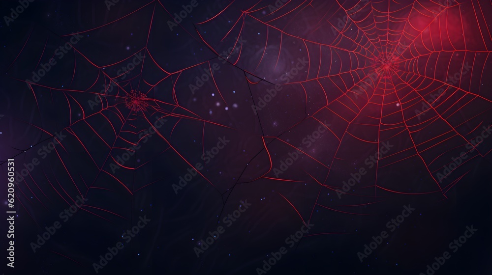 Fototapeta premium Spider web blue and red background generated with ai