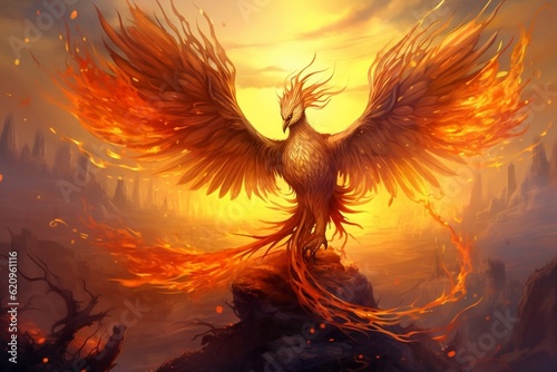 Mythical Marvel Cartoon Phoenix Drawing Generative AI