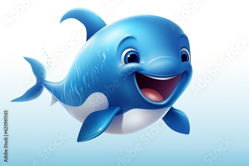 Cheerful Leviathan Cartoon Smiling Whale. Generative AI