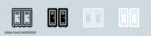 Locker icon set in black and white. Private signs vector illustration.