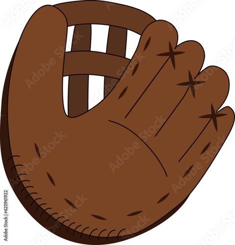 Vector illustration of baseball leather glove in cartoon style