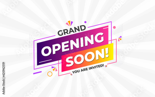 Grand opening soon sale poster sale banner design template with editable text effect