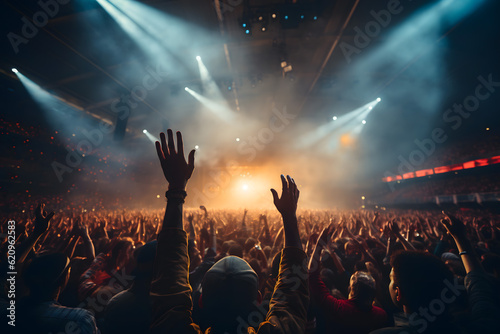 Obraz na płótnie crowd of people dancing at concert