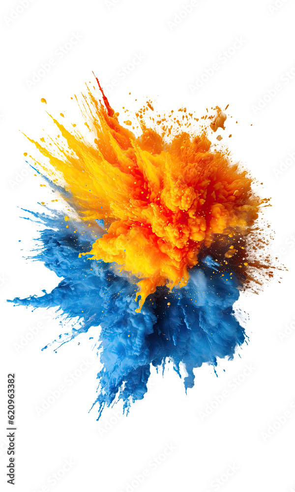 A colorful paint explosion isolated on white background - Generative AI