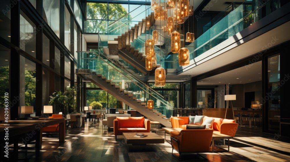 modern office created with Generative AI Technology modern office created with Generative AI Technology