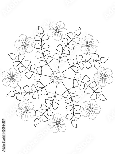 Simple Mandala Zentangle Coloring Book Page Circle Vector Clipart Floral Flower Oriental Oriental Pattern Illustration Indian Meditation Decorative