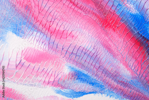 blue pink abstract acrylic painting color texture on white paper background by using rorschach inkblot method