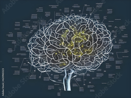 Human brain on mental idea mind Concept. Artificial Intelligence, neuronets. Digital Brain big Data. Generative AI. photo