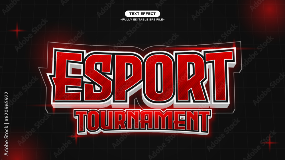 Naklejka premium gaming esport vector text effect with shiny and glow red color style