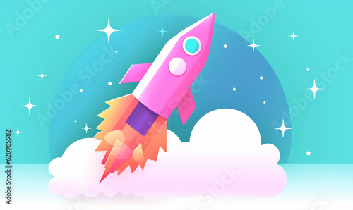 startup bitcoin rocket spaceship technology start business launch finance space. Generative AI.