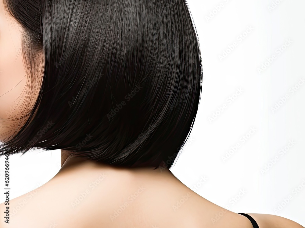 Fototapeta premium Stylist Womans Head White Backdrop Generative AI
