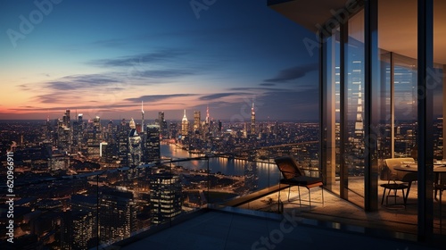 Luxury High-Rise Apartment Amidst Cityscape