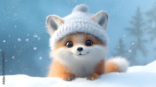 Funny fox in a winter forest © Alex Bur