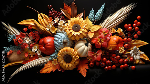 Thanksgiving fall autumn cornucopia. Generative Ai © hassanmim2021