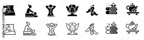 Massage icon set, vector illustration