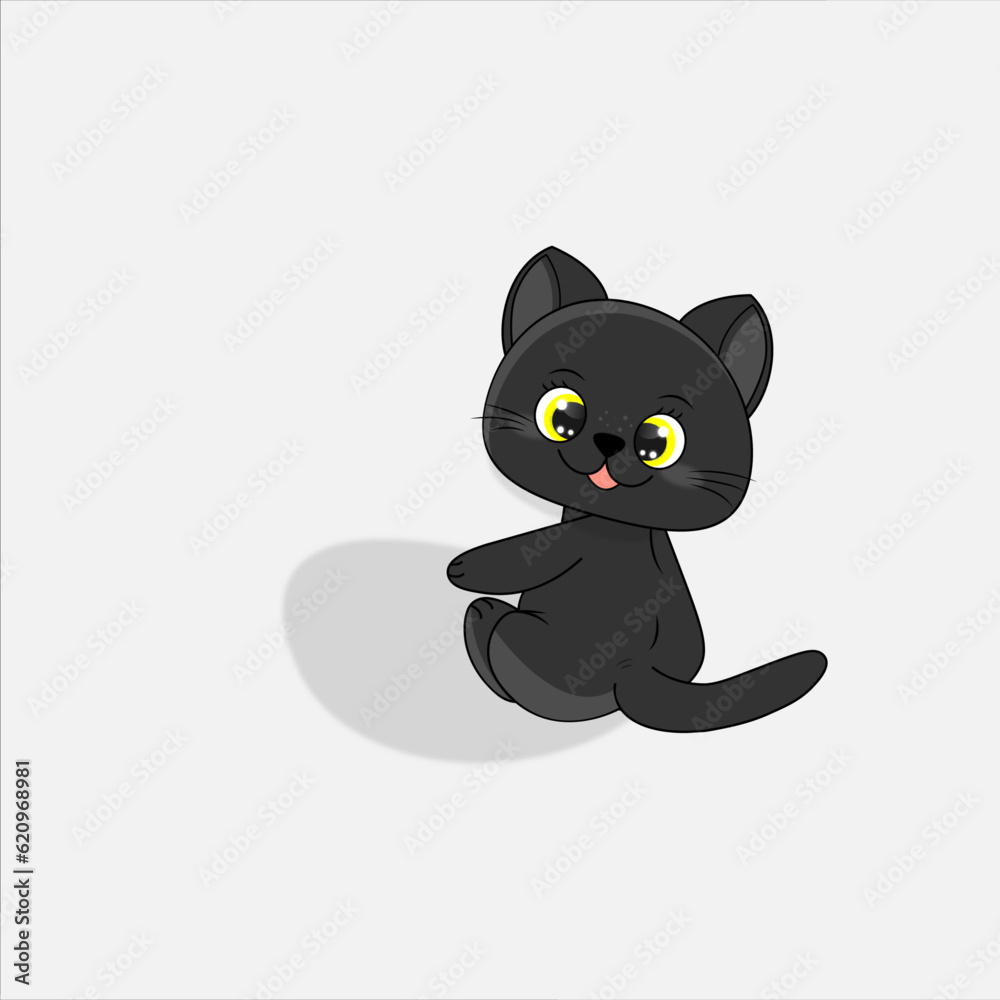 Cute black kitten white background Cute black kitten white background