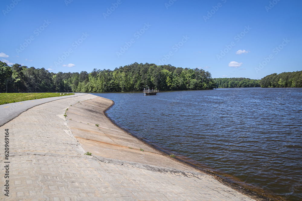Pathway along Lake Johnson, Raleigh, North Carolina, USA