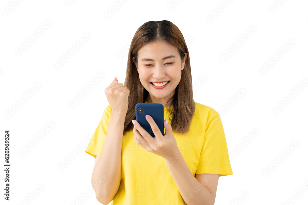 Asian beautiful woman exited surprise face expression . female feels shocked with the phone. exciting smile and happy adorable rejoices. Very enjoy and fun relax time. wow, girl holding smartphone. Asian beautiful woman exited surprise face expression . female feels shocked with the phone. exciting smile and happy adorable rejoices. Very enjoy and fun relax time. wow, girl holding smartphone.