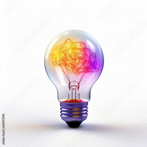 3D rendering a light bulb with a brain for a filament