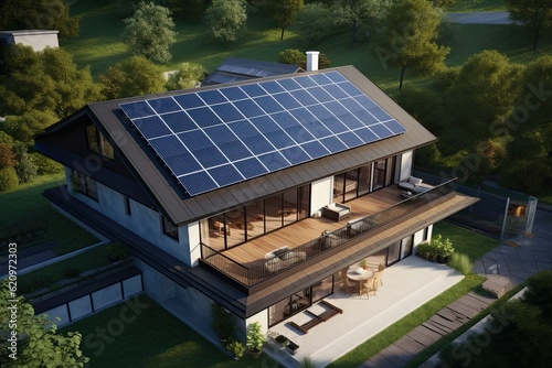 Wallpaper Mural solar panels on the roof or in solar farm. Green Energy.Generative AI Torontodigital.ca