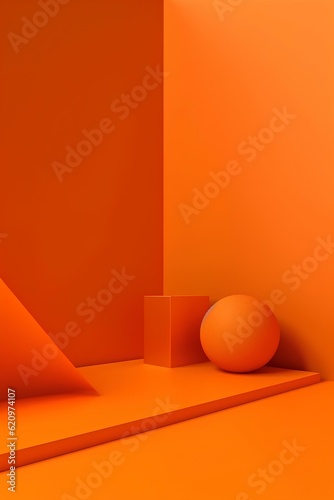 orange ball on a floor made by midjeorney