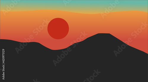 nature sunset landscape vector Ideal for wallpaper  background  interior paintings  posters  covers or banners