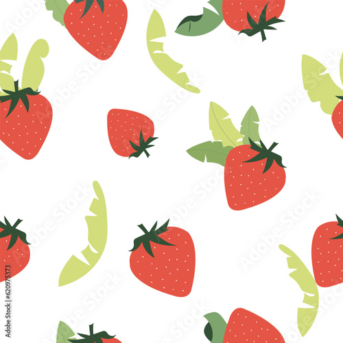 Fototapeta Naklejka Na Ścianę i Meble -  Strawberry seamless fabric design pattern