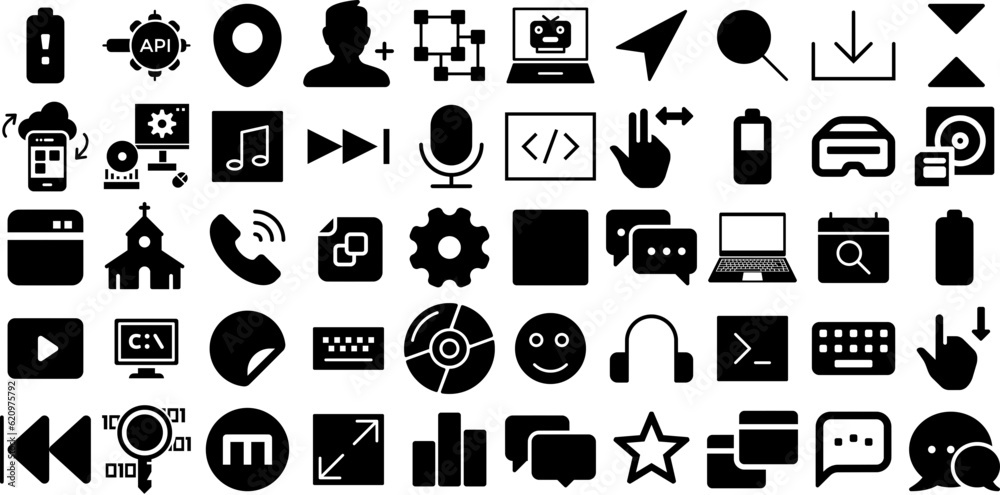 Massive Collection Of Software Icons Pack Flat Infographic Pictogram Process, Infographic, Thin, Business Pictograph Isolated On Transparent Background