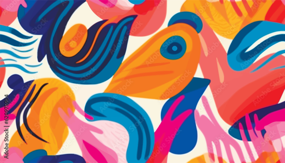 Hand drawn colorful trendy abstract pattern. Fashionable template for design. Modern cartoon style. Hand drawn colorful trendy abstract pattern. Fashionable template for design. Modern cartoon style.