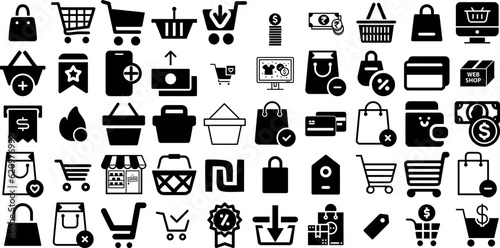 Massive Collection Of Buy Icons Pack Hand-Drawn Isolated Vector Silhouettes Finance, Climate, Purchase, Icon Signs For Apps And Websites