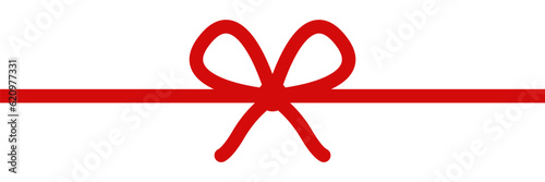Red ribbon. Vector red bow graphic element for ad, banner. Christmas, holiday, birthday gift box decoration.