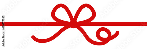 Red ribbon. Vector red bow graphic element for ad, banner. Christmas, holiday, birthday gift box decoration.