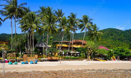 Beach restaurant on Ba Kantiang Beach on Koh Lanta island in the Andaman Sea  Krabi Province  Thailand