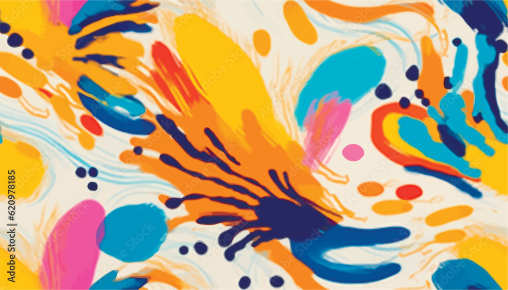 Hand drawn colorful trendy abstract pattern. Fashionable template for design. Modern cartoon style.