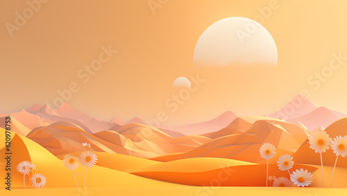 Minimalist Summer Theme, Landscape Background 4K generative ai © elilarts