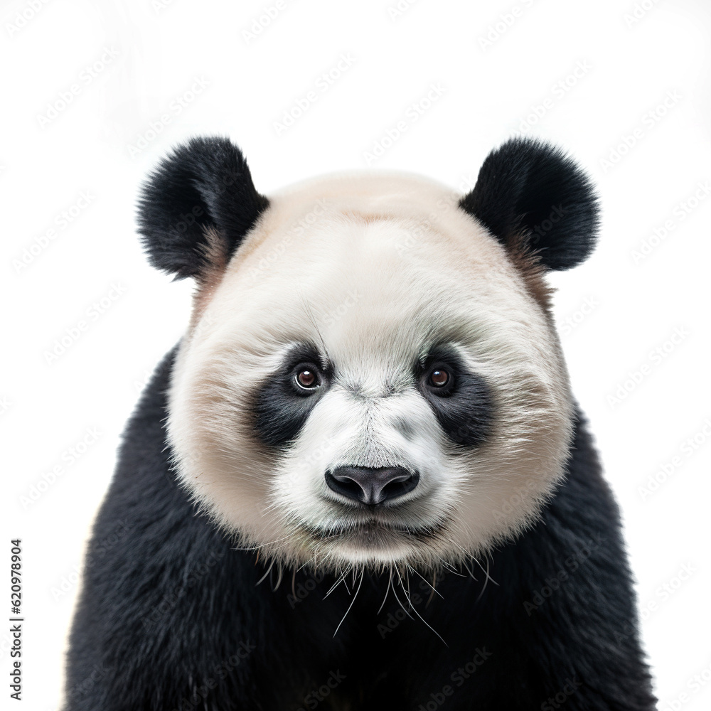 Naklejka premium portrait of panda look angry isolated on white