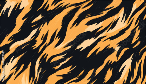 Hand drawn contemporary abstract tiger striped print. Modern fashionable template for design.
