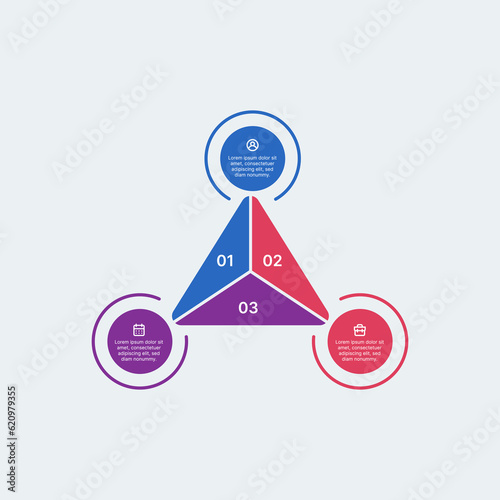 Circular and triangle infographic for three point concept with icon